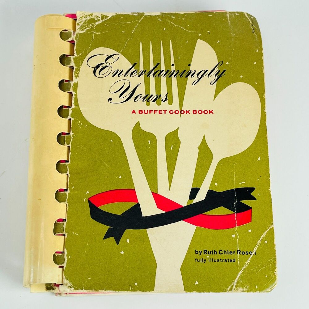 Entertainingly Yours Cookbook Ruth Chier Rosen Mini 3x5" VTG MCM Kitchy Spiral